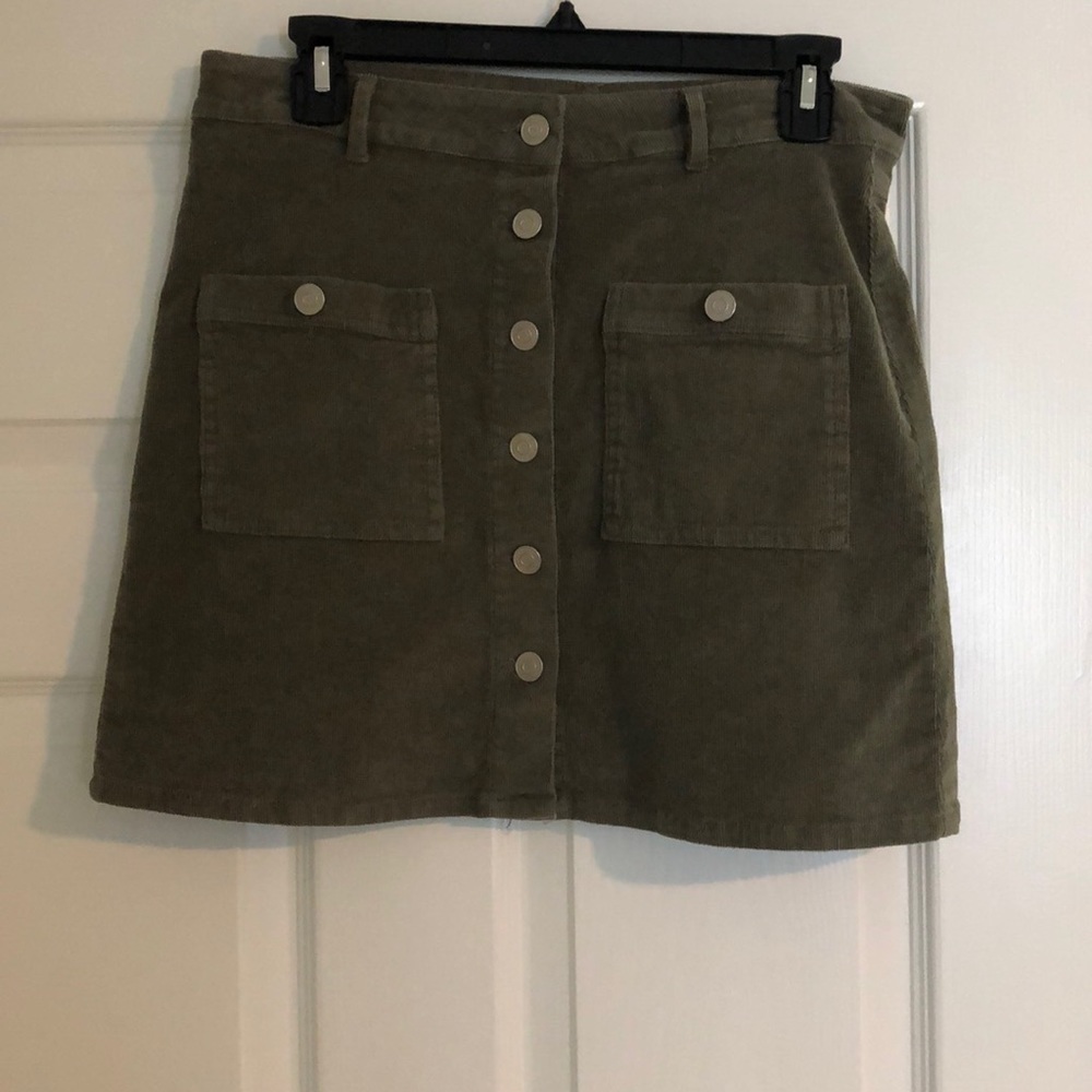 Green Corduroy Mini Skirt